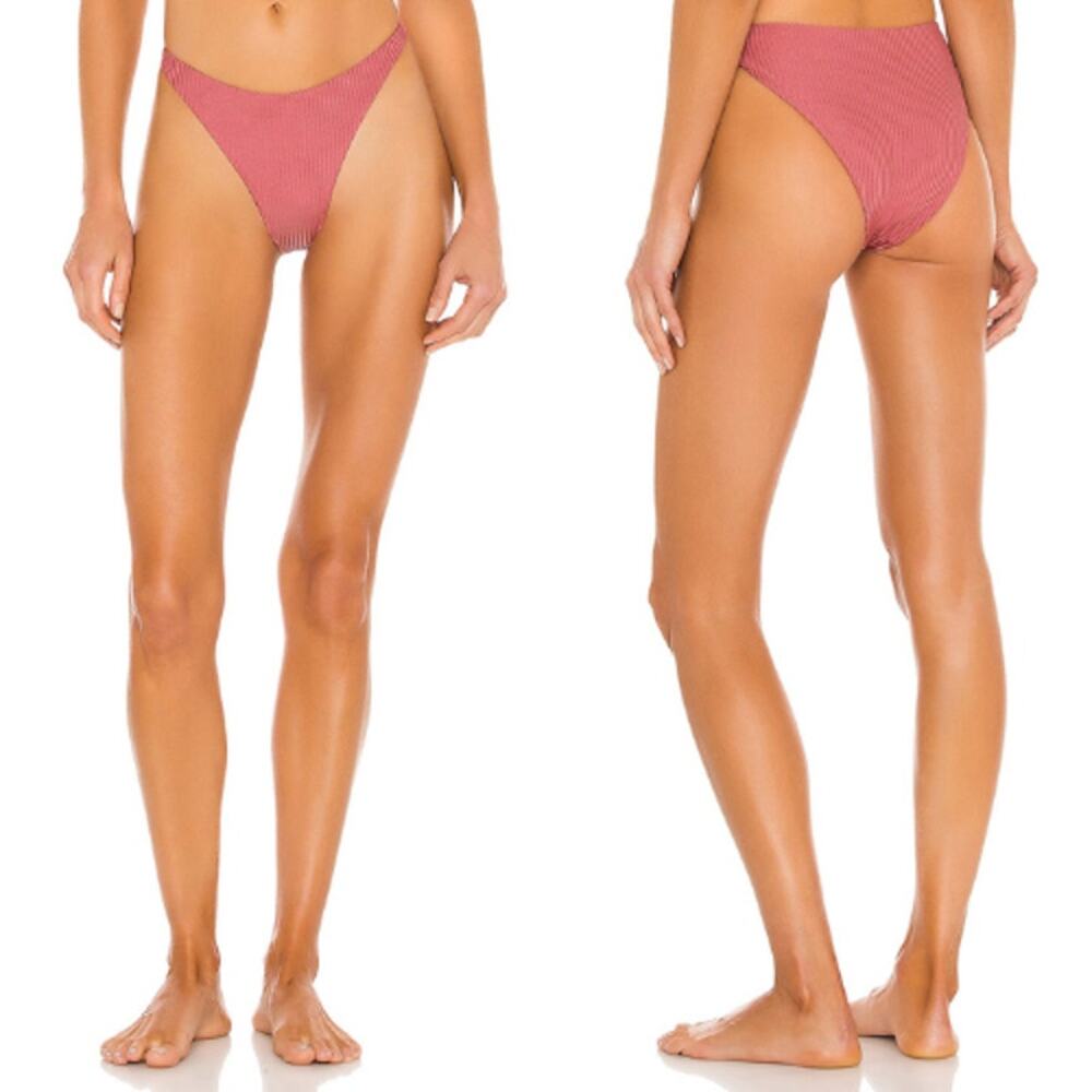 NWT onia High Waist Stretch Sheen Ribbed Ashley Bottom Dusty Rose Womens Size XL